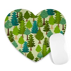 Seamless-forest-pattern-cartoon-tree Heart Mousepad by nateshop