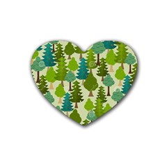 Seamless-forest-pattern-cartoon-tree Rubber Heart Coaster (4 Pack) by nateshop