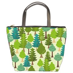 Seamless-forest-pattern-cartoon-tree Bucket Bag by nateshop