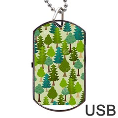 Seamless-forest-pattern-cartoon-tree Dog Tag Usb Flash (one Side) by nateshop