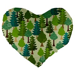 Seamless-forest-pattern-cartoon-tree Large 19  Premium Flano Heart Shape Cushions by nateshop