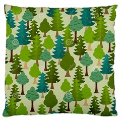 Seamless-forest-pattern-cartoon-tree Large Flano Cushion Case (one Side) by nateshop