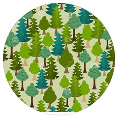 Seamless-forest-pattern-cartoon-tree Round Trivet by nateshop