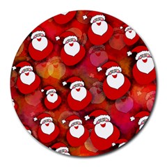 Seamless-santa Claus Round Mousepad by nateshop