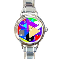 Shape Colorful Creativity Abstract Pattern Round Italian Charm Watch by Ravend