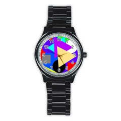 Shape Colorful Creativity Abstract Pattern Stainless Steel Round Watch by Ravend