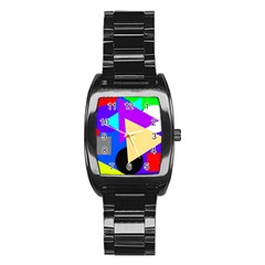 Shape Colorful Creativity Abstract Pattern Stainless Steel Barrel Watch by Ravend