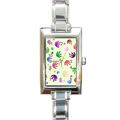 Doodle Squiggles Colorful Pattern Rectangle Italian Charm Watch by Ravend