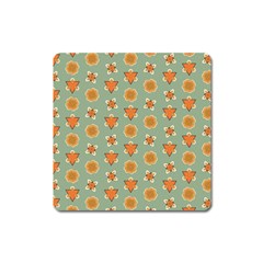 Wallpaper Background Floral Pattern Square Magnet by Ravend