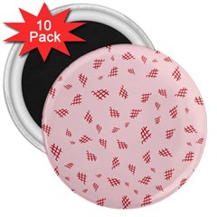 Grid Pattern Red Background 3  Magnets (10 pack) 