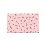 Grid Pattern Red Background Magnet (Name Card) Front