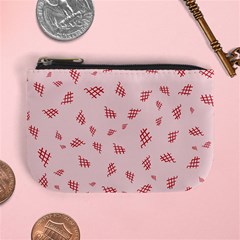 Grid Pattern Red Background Mini Coin Purse by Ravend