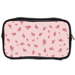 Grid Pattern Red Background Toiletries Bag (two Sides) by Ravend