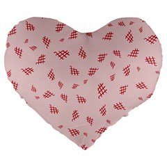 Grid Pattern Red Background Large 19  Premium Heart Shape Cushions