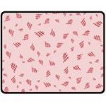 Grid Pattern Red Background Double Sided Fleece Blanket (Medium)  58.8 x47.4  Blanket Back