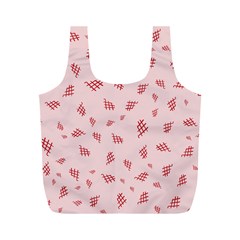 Grid Pattern Red Background Full Print Recycle Bag (M)