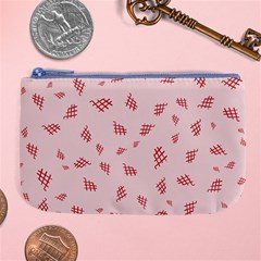 Grid Pattern Red Background Large Coin Purse by Ravend