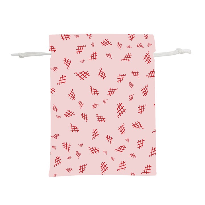 Grid Pattern Red Background Lightweight Drawstring Pouch (L)