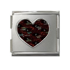 Geometric Pattern Recycle Bin Mega Link Heart Italian Charm (18mm)