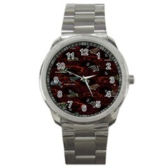 Geometric Pattern Recycle Bin Sport Metal Watch by Ravend