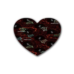 Geometric Pattern Recycle Bin Rubber Heart Coaster (4 Pack) by Ravend