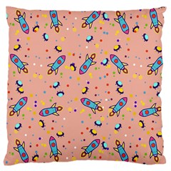 Rocket Ship Rocket Spaceship Large Cushion Case (one Side) by Ravend