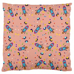 Rocket Ship Rocket Spaceship Large Flano Cushion Case (one Side) by Ravend