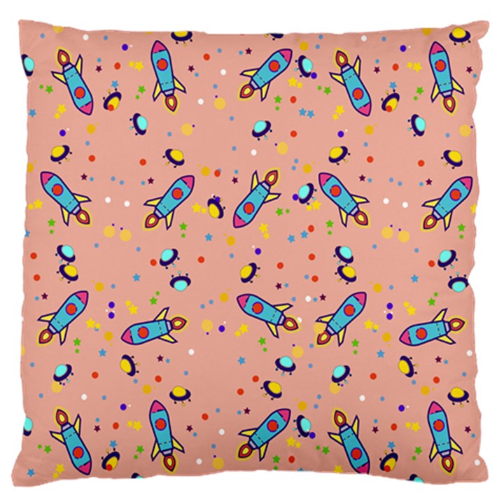 Rocket Ship Rocket Spaceship Large Flano Cushion Case (One Side)