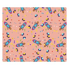 Rocket Ship Rocket Spaceship Double Sided Flano Blanket (small)  by Ravend