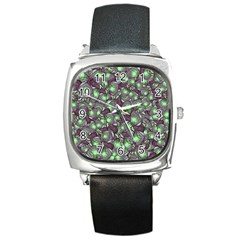 Man Butterfly Drawing Motif Pattern Square Metal Watch by dflcprintsclothing