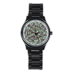 Man Butterfly Drawing Motif Pattern Stainless Steel Round Watch by dflcprintsclothing