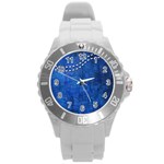 Background-jeans  Round Plastic Sport Watch (L) Front