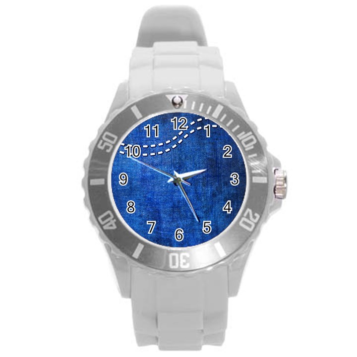 Background-jeans  Round Plastic Sport Watch (L)