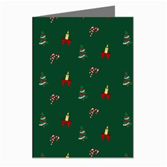 Christmas Background Green Pattern Greeting Cards (pkg Of 8) by Ravend