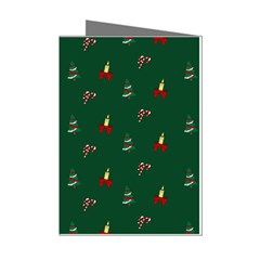 Christmas Background Green Pattern Mini Greeting Cards (pkg Of 8) by Ravend