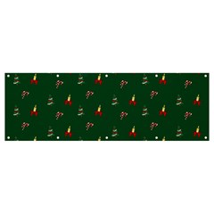 Christmas Background Green Pattern Banner And Sign 12  X 4  by Ravend