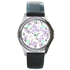 Background Pattern Wallpaper Fish Round Metal Watch