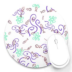 Background Pattern Wallpaper Fish Round Mousepad