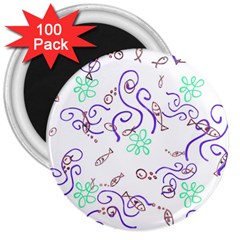 Background Pattern Wallpaper Fish 3  Magnets (100 pack)