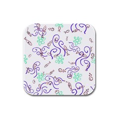 Background Pattern Wallpaper Fish Rubber Square Coaster (4 pack)