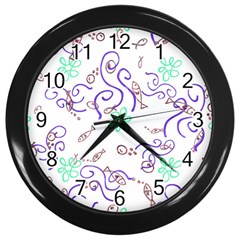 Background Pattern Wallpaper Fish Wall Clock (Black)