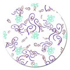 Background Pattern Wallpaper Fish Magnet 5  (Round)