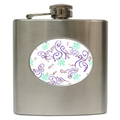 Background Pattern Wallpaper Fish Hip Flask (6 oz)