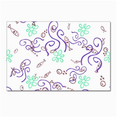 Background Pattern Wallpaper Fish Postcard 4 x 6  (pkg Of 10) by Ravend