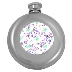 Background Pattern Wallpaper Fish Round Hip Flask (5 oz)