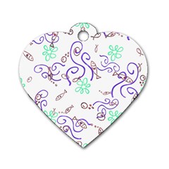 Background Pattern Wallpaper Fish Dog Tag Heart (Two Sides)