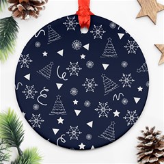 Tree Christmas Xmas Snow Ornament (round) by Ravend