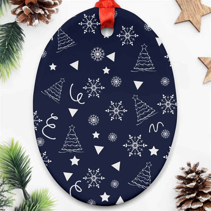 Tree Christmas Xmas Snow Ornament (Oval)