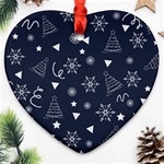 Tree Christmas Xmas Snow Heart Ornament (Two Sides) Front