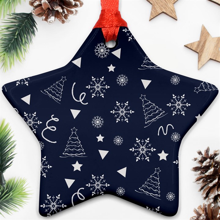 Tree Christmas Xmas Snow Star Ornament (Two Sides)